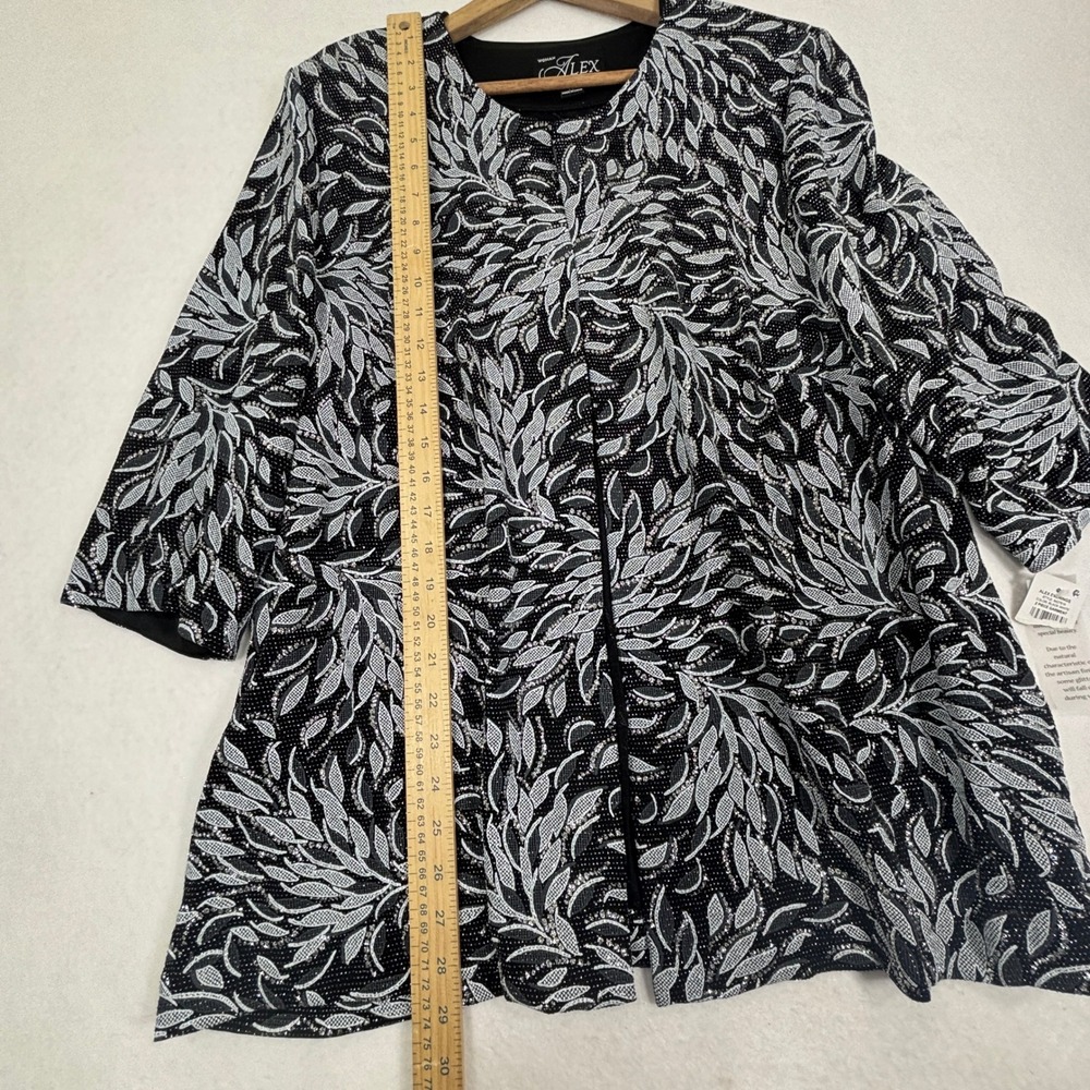 Alex Evenings Metallic Leaf Jacket Womens 2X Open Front Formal NWT - Picture 7 of 12